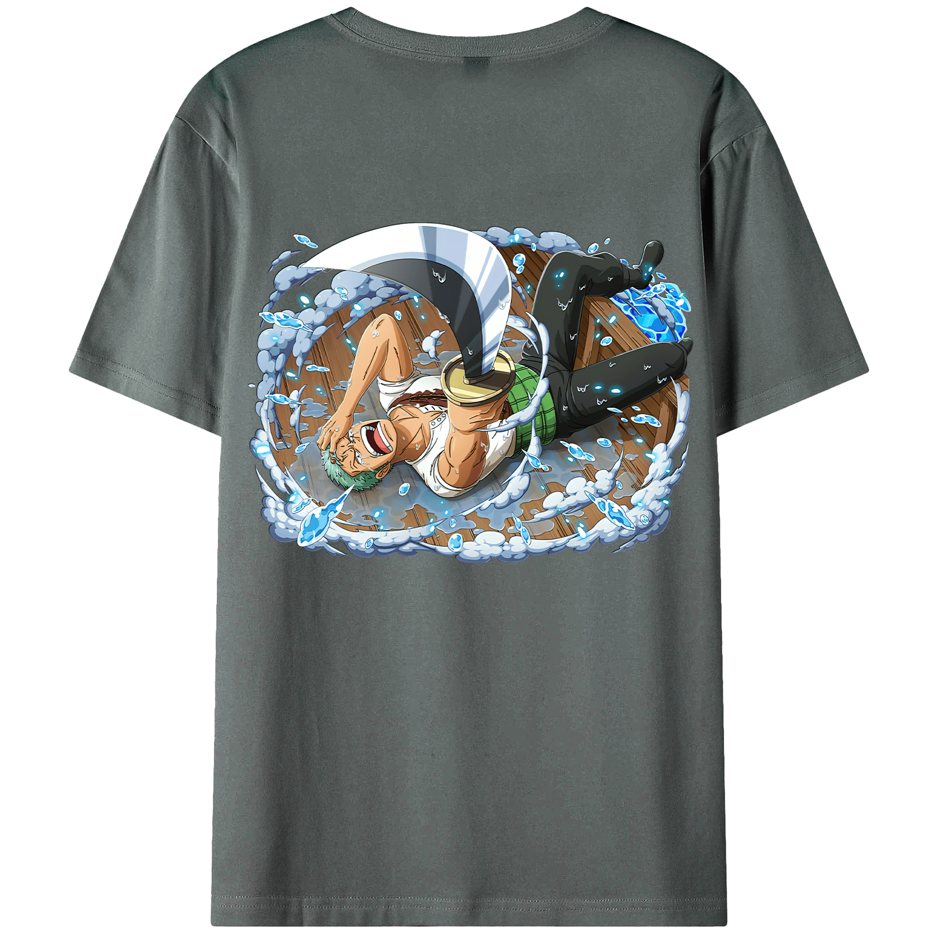 ワンピース ロロノア・ゾロ ONE PIECE Roronoa Zoro 綿100％ メンズ半袖Tシャツ（バックプリント） 通気性